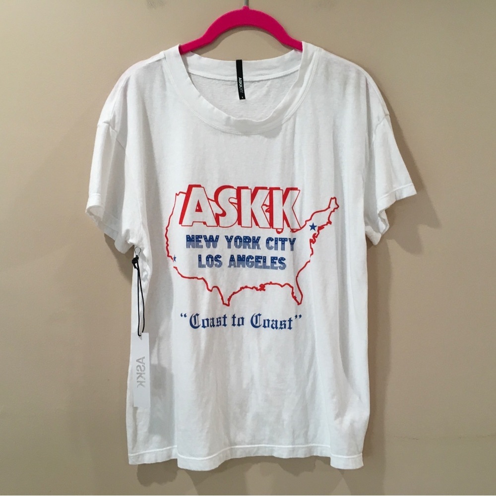 New ASKK NY Basic Tee Top White Cotton Women Size 1
